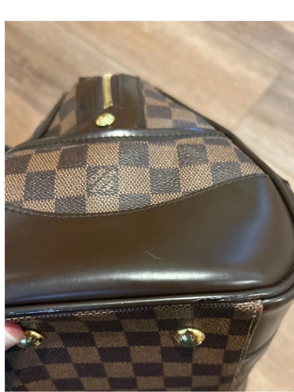 Louis Vuitton Berkeley Damier Ebene Tote with Gold Hardware